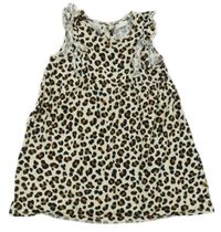 Smetanovo-hnedo-čierne vzorované šaty s volánikmi H&M