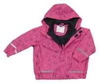 Tmavorůžová nepromokavá podzimní bunda s kočičkami a zajíčky a kapucí Kiki&Koko