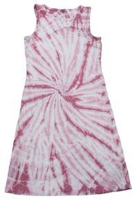 Ružovo-biele batikované rebrované šaty Tu