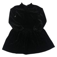 Čierne trblietavé zamatové pruhované šaty Next