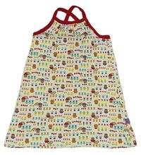 Smotanové šaty s domky a kvietkami Mothercare