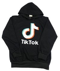 Čierna ľahká mikina s logem TikTok a kapucňou