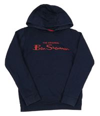 Tmavomodrá mikina s logom a kapucňou Ben Sherman