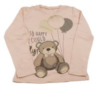 Růžové mikinotriko s medvěďom a balónky