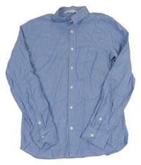 Modrá melírovaná košile H&M