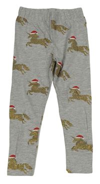 Šedé melírované legíny s jednorožci Tu