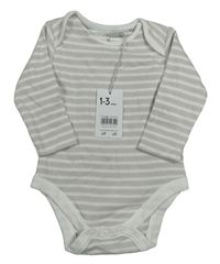 Nové - Světlešedo-bílé pruhované body Mothercare