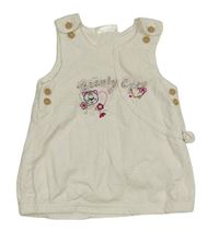 Smotanové menšestrové podšité na traké šaty s mačkou a kvetmi