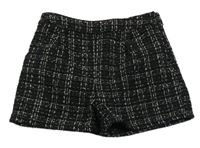 Černé třpytivé kostkované vlněné sukňové kraťasy Next