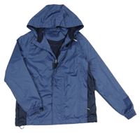 Tmavomodrá šusťáková jarní funkční bunda s kapucí Crivit