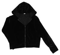 Černá sametová propínací mikina s kapucí Cool Club