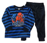 Černo-modré pruhované sametové pyžamo se Spidermanem C&A