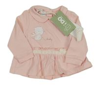 Nové - Růžové triko s kočkou a límečkem iDo