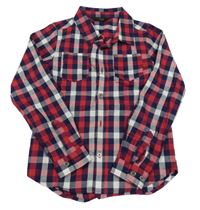 Tmavomodro-červeno-světlešedá kostkovaná košile Tchibo