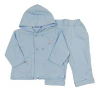 2set - Světlemodrá propínací lehká mikina s vlakem a kapucí + tepláky