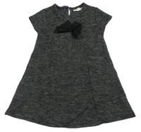 Čierne melírované teplákové šaty s mašlou Zara