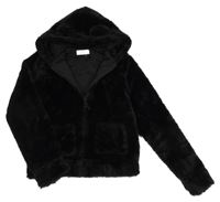 Černá kožešinová podšitá bunda s kapucí H&M