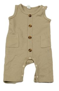 Hnedé rebrované na traké tepláky s gombíkmi Shein