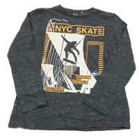 Antracitové melírované tričko so skateboardistou Yigga