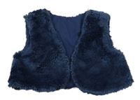 Tmavomodrá kožušinová podšitá crop vesta M&S