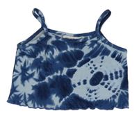 Tmavomodro-svetlomodrý batikovaný crop top