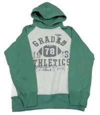 Bílo-zelená mikina s nápisem a kapucí H&M