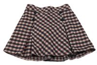 Tmavomodro-ružovo-vínová kockovaná vlnená sukňa Nutmeg