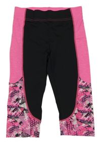 Černo-neonově růžové sportovní capri legíny se vzorem Yigga