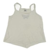 Smotanový crop top s motýlem z kamínků C&A