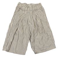 Béžovo-tmavomodré pruhované ľanové culottes nohavice Next