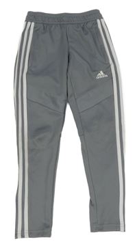 Šedé sportovní funkční tepláky s logem Adidas