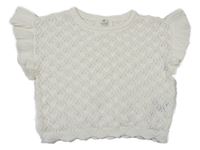 Smetanové perforované pletené crop tričko H&M