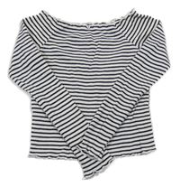 Bielo-čierne pruhované rebrované crop tričko Pieces