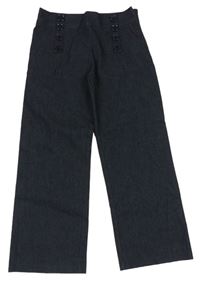 Tmavomodré melírované široké nohavice s gombíkmi M&Co.