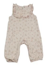 Světlerůžový květovaný teplákový overal Mothercare