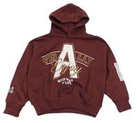 Vínová oversize mikina s písmenem a kapucňou Page one young