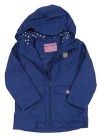 Tmavomodrá nepromokavá jarná bunda s mačkou a kapucňou Pocopiano