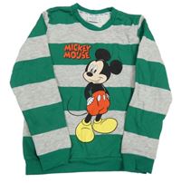 Zeleno-sivá pruhovaná mikina s Mickeym Disney