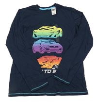 Nové - tmavomodré tričko s autami dunnes