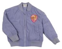 Fialový šusťákový zateplený bomber s nášivkou 