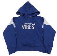 Tmavomodrá crop mikina s nápisem a kapucí Lily & Dan