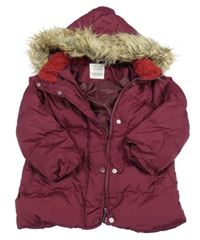 Vínová šušťáková zimná bunda s kapucňou