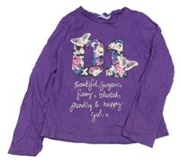 Fialové triko s potiskem M&Co.