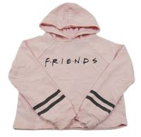 Ružová crop mikina s nápisom a kapucňou