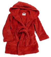 Červený chlpatý župan s kapucňou Primark