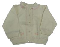 Smotanový prepínaci sveter s kvietkami