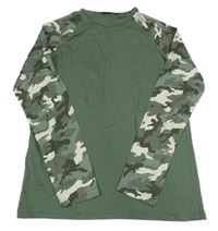 Tmavozelené pyžamové triko s army rukávy George