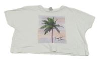 Bílé crop tričko s palmou Tu