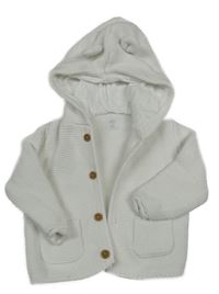 Biely prepínaci sveter s kapucňou