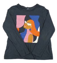 Tmavomodré tričko s dívkou Name it